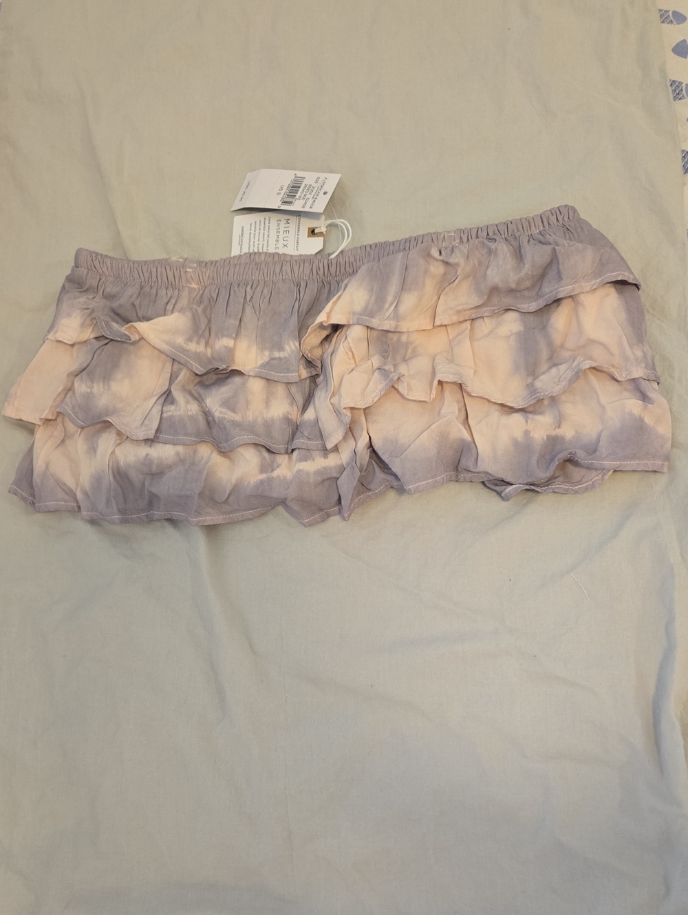 American Eagle Outfitters Lavender Tie-Dye Ruffle Crop Top